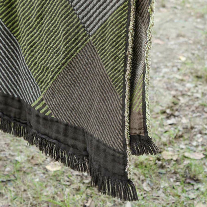 Coperta in cotone a righe sottili con nappe - image 6