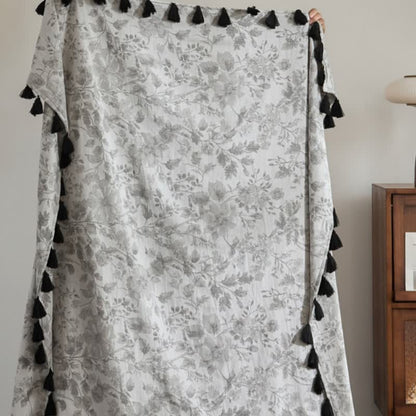 Coperta in lino e cotone jacquard floreale sottile - image 3