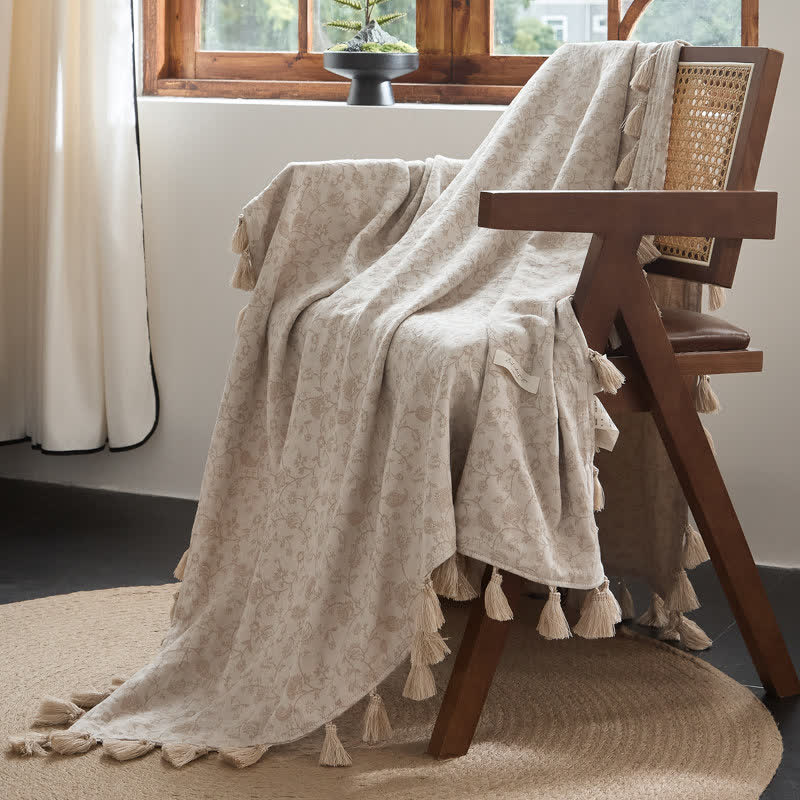 Coperta in cotone e lino jacquard Country Vine - image 1