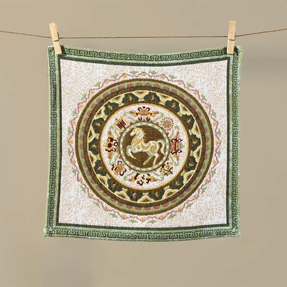 Asciugamano in garza di cotone con motivo a cavallo e zodiaco vintage - image 1