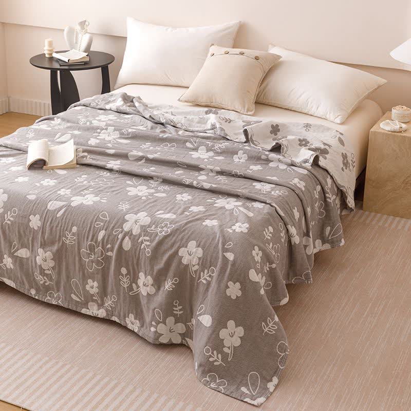 Elegante trapunta in garza di cotone jacquard a 3 strati con motivo floreale - Grigio - Matrimoniale - image 3