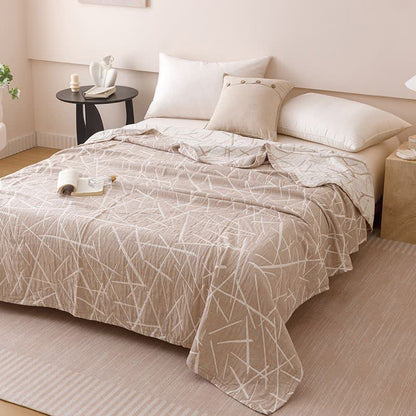 Trapunta moderna in garza di cotone jacquard geometrica - Cammello - Matrimoniale - image 5