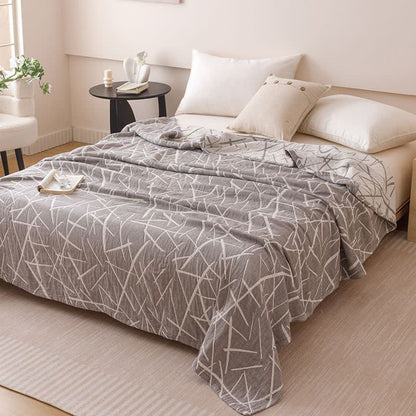 Trapunta moderna in garza di cotone jacquard geometrica - Grigio - Matrimoniale - image 1