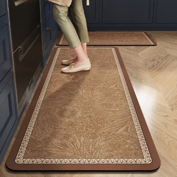 Tappeto da cucina con motivo floreale vintage a foglie - 60cm x 90cm+60cm x 200cm - image 0
