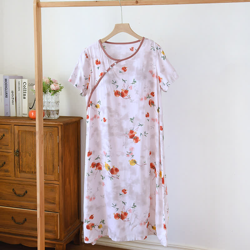 Camicia da notte a maniche corte in stile orientale con melograno - Rosa - XL - image 1