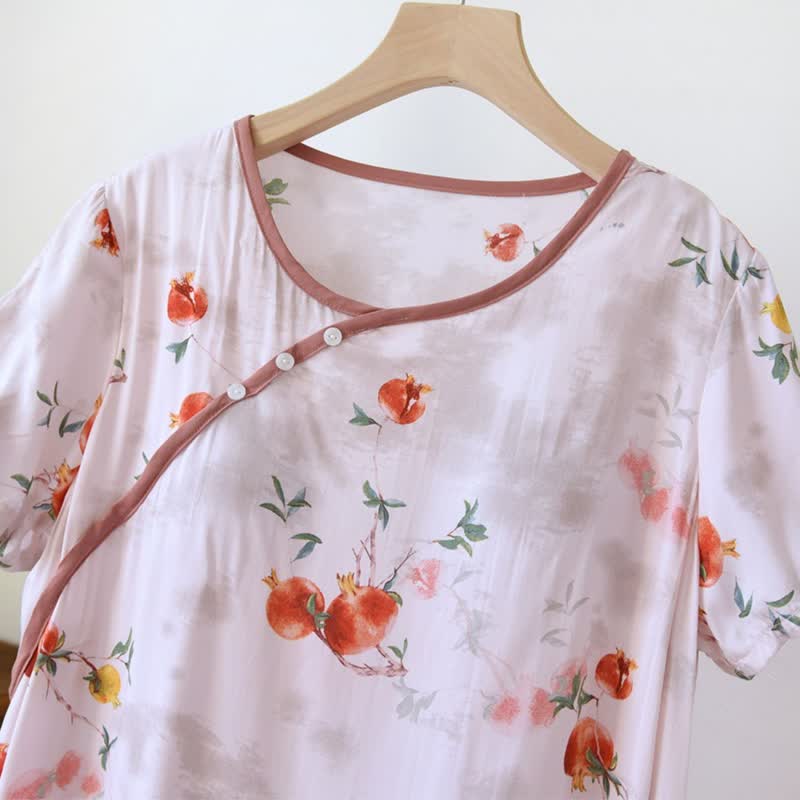 Camicia da notte a maniche corte in stile orientale con melograno - image 4
