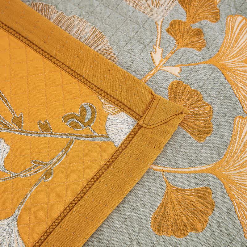 Trapunta reversibile in cotone biologico con foglie di ginkgo - image 69