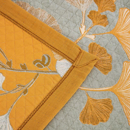 Trapunta reversibile in cotone biologico con foglie di ginkgo - image 69