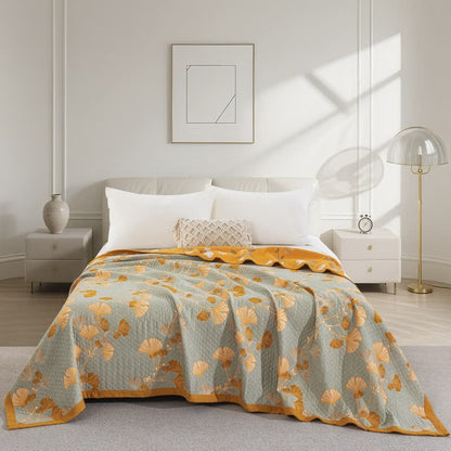 Trapunta reversibile in cotone biologico con foglie di ginkgo - Grigio - Trapunta - Matrimoniale Extra Lungo - image 62