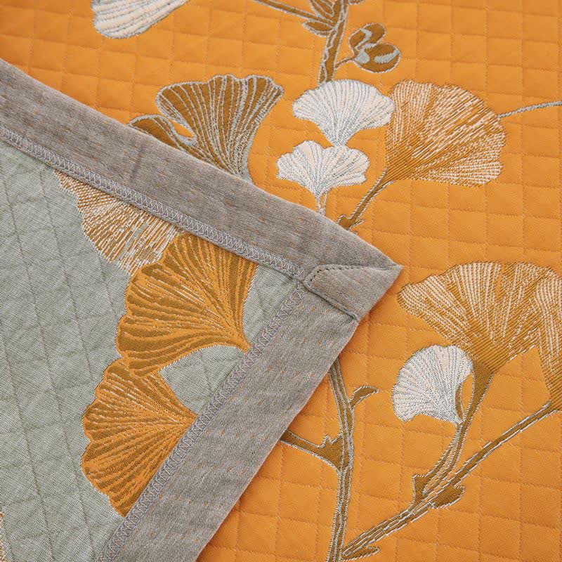 Trapunta reversibile in cotone biologico con foglie di ginkgo - image 60