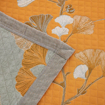 Trapunta reversibile in cotone biologico con foglie di ginkgo - image 60