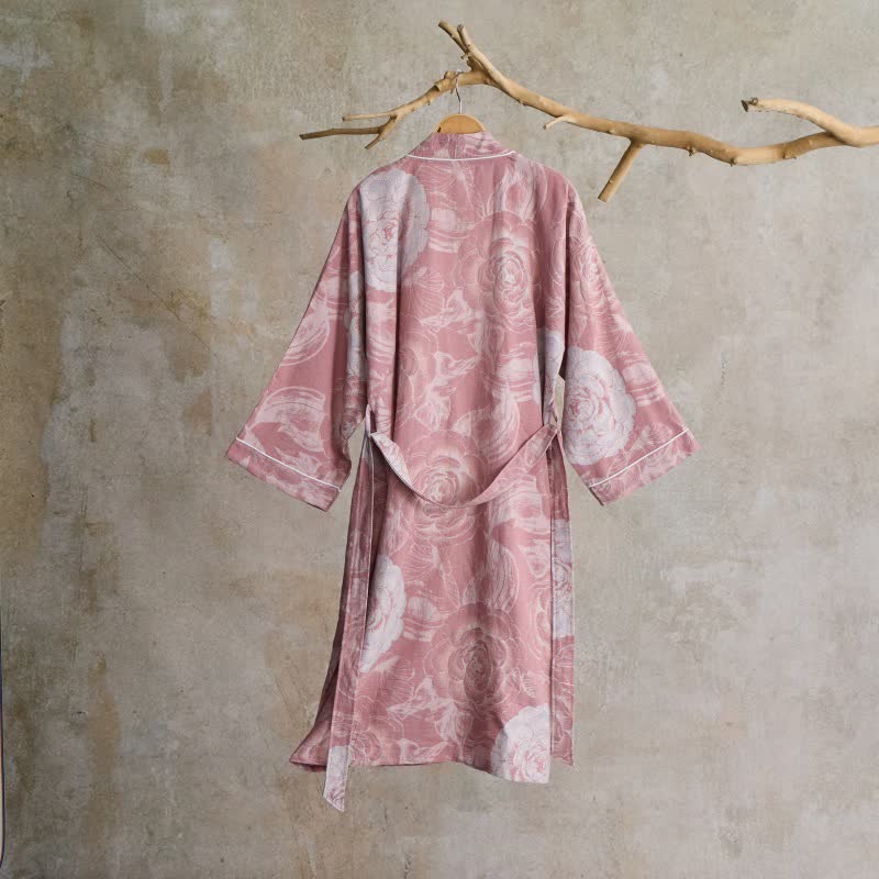 Lussuoso kimono in puro cotone color peonia - image 8
