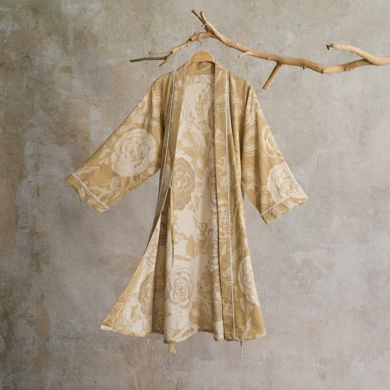 Lussuoso kimono in puro cotone color peonia - image 14