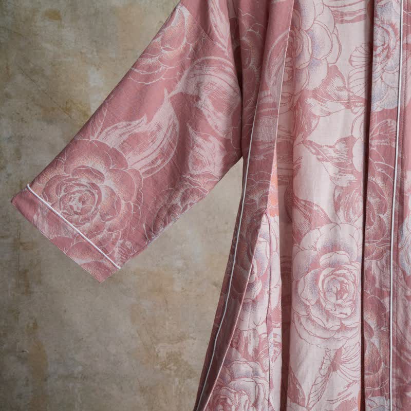 Lussuoso kimono in puro cotone color peonia - image 10