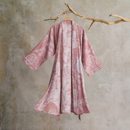 Lussuoso kimono in puro cotone color peonia - Rosa - XL - image 6