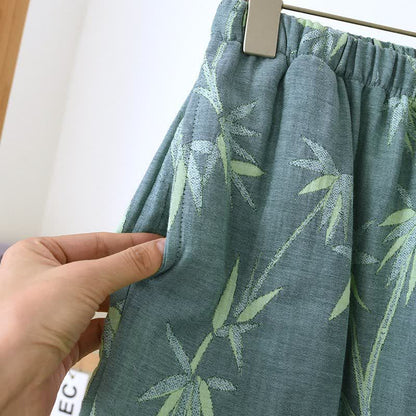 Pigiama in garza di cotone jacquard di bambù verde - image 10
