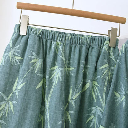 Pigiama in garza di cotone jacquard di bambù verde - image 9