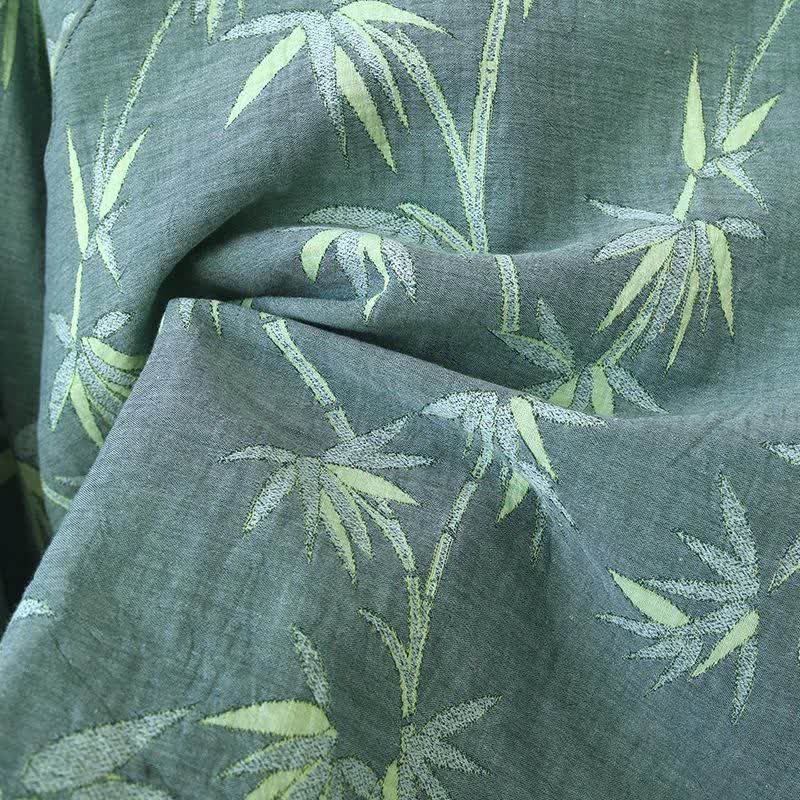 Pigiama in garza di cotone jacquard di bambù verde - image 11