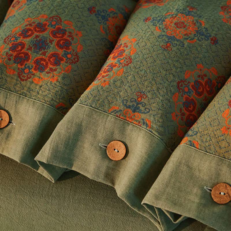 Set di biancheria da letto in cotone a doppia garza con motivi geometrici vintage (4 pezzi) - image 7