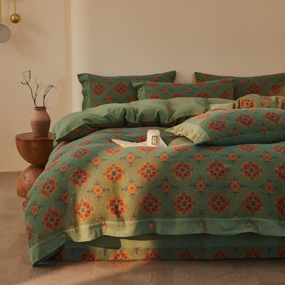 Set di biancheria da letto in cotone a doppia garza con motivi geometrici vintage (4 pezzi) - image 2