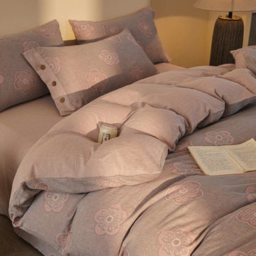 Set di biancheria da letto in cotone a doppia garza con motivo floreale (4 pezzi) - Matrimoniale Grande - image 0
