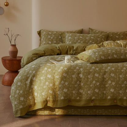Set di biancheria da letto in cotone a doppia garza con motivo floreale botanico (4 pezzi) - image 2