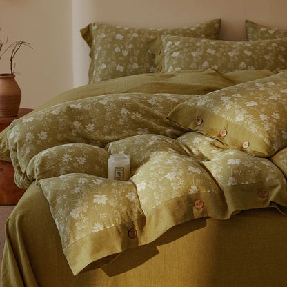 Set di biancheria da letto in cotone a doppia garza con motivo floreale botanico (4 pezzi) - image 3
