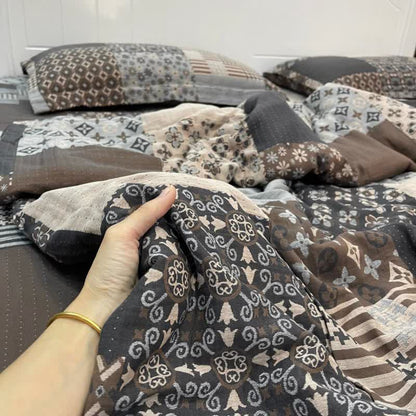 Biancheria da letto in cotone patchwork vintage a doppia garza - image 1