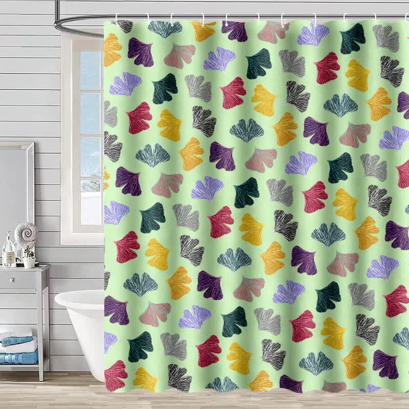 Tenda da doccia con stampa di foglie di ginkgo colorate - Verde - 230cm x 180cm - image 4