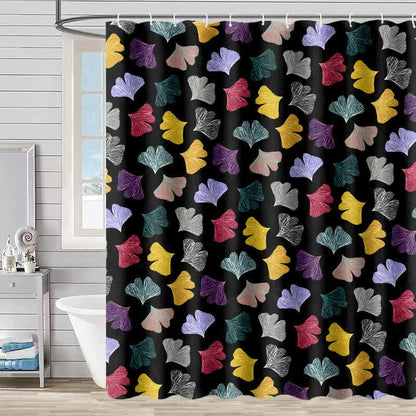 Tenda da doccia con stampa di foglie di ginkgo colorate - Nero - 230cm x 180cm - image 6