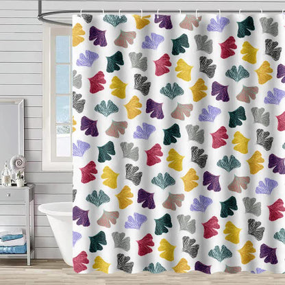 Tenda da doccia con stampa di foglie di ginkgo colorate - Bianco - 230cm x 180cm - image 2