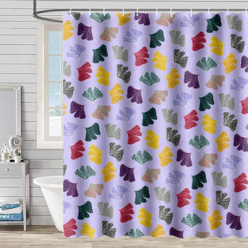 Tenda da doccia con stampa di foglie di ginkgo colorate - Viola - 230cm x 180cm - image 0