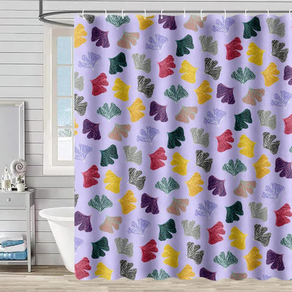 Tenda da doccia con stampa di foglie di ginkgo colorate - Viola - 230cm x 180cm - image 0