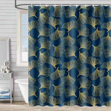 Tenda da doccia con stampa botanica Ginkgo - Blu - 230cm x 180cm - image 0