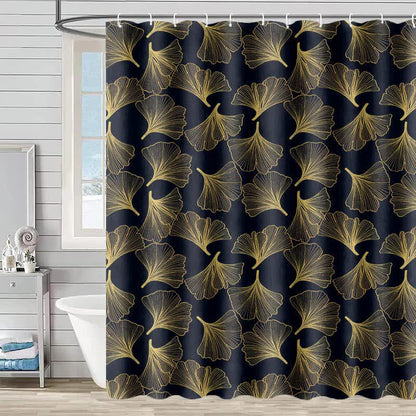 Tenda da doccia con stampa botanica Ginkgo - Nero - 230cm x 180cm - image 6