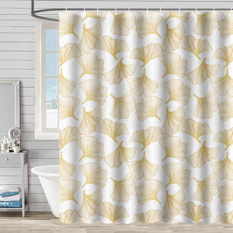 Tenda da doccia con stampa botanica Ginkgo - Bianco - 230cm x 180cm - image 4