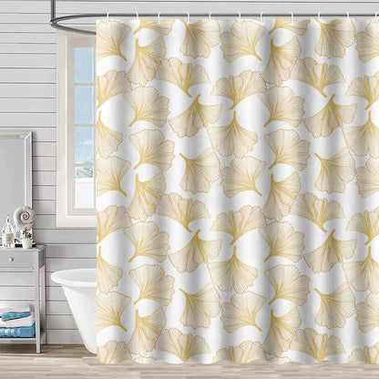 Tenda da doccia con stampa botanica Ginkgo - Bianco - 230cm x 180cm - image 4