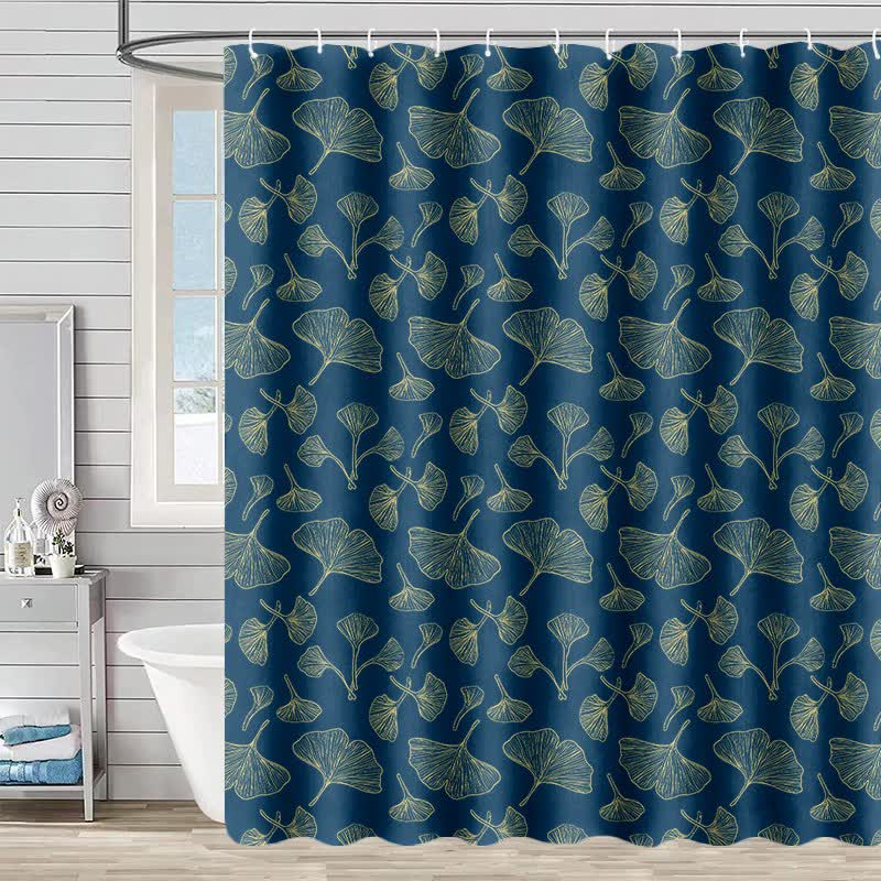 Tenda da doccia con stampa ispirata al ginkgo - Blu - 230cm x 180cm - image 2