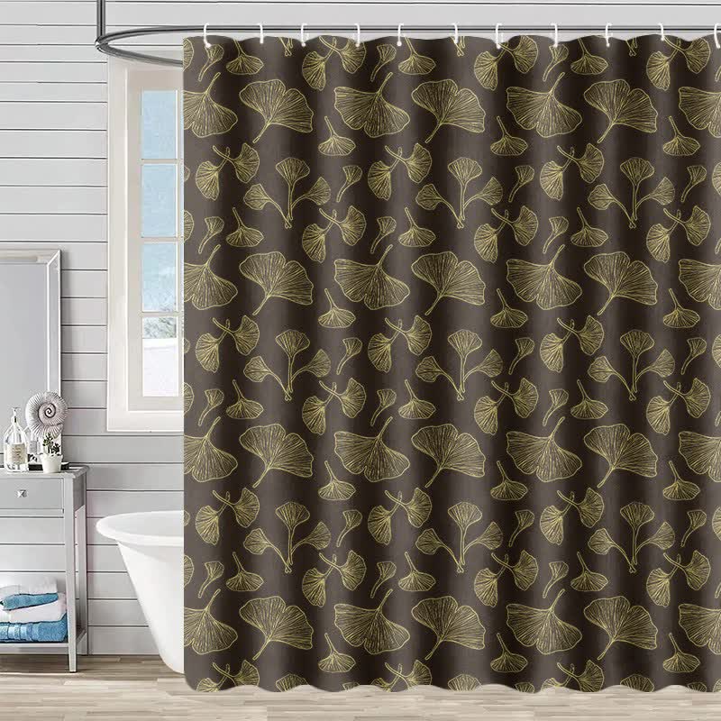 Tenda da doccia con stampa ispirata al ginkgo - Grigio scuro - 230cm x 180cm - image 6