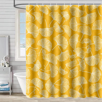 Tenda da doccia con stampa artistica di foglie di ginkgo - Giallo - 230cm x 180cm - image 0