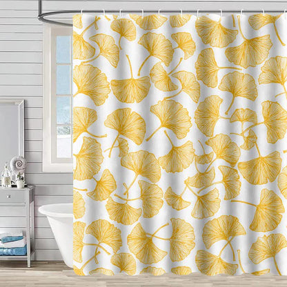Tenda da doccia con stampa artistica di foglie di ginkgo - Bianco - 230cm x 180cm - image 6