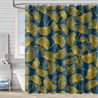 Tenda da doccia con stampa artistica di foglie di ginkgo - Blu - 230cm x 180cm - image 2