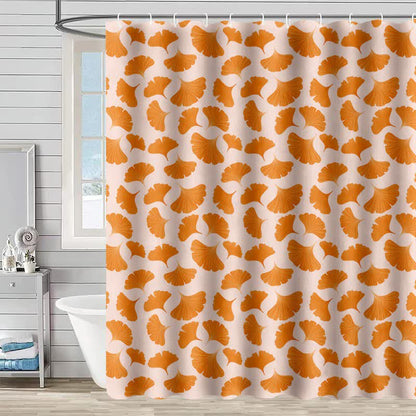 Tenda da doccia con stampa di foglie di ginkgo arancione - Arancia - 230cm x 180cm - image 0