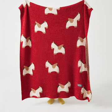 Coperta in morbida maglia con motivo a cavallo festivo - 51"L x 67"L - image 0