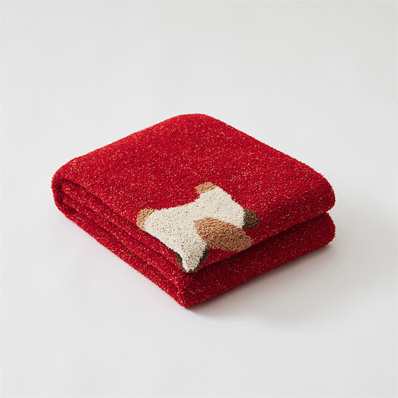 Coperta in morbida maglia con motivo a cavallo festivo - image 6