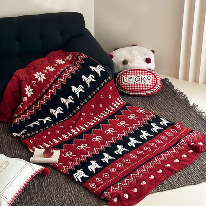 Coperta vintage con cavallo nordico e fiocco di neve - image 1