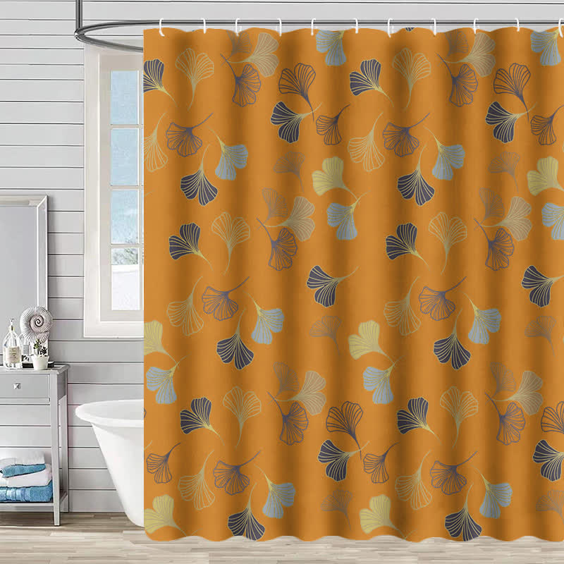 Elegante tenda da doccia con stampa a foglia di ginkgo - Arancia  - 230cm x 180cm - image 2