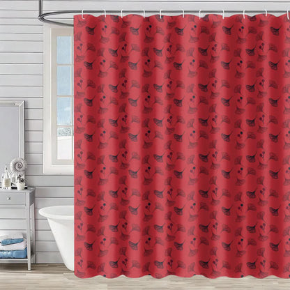 Tenda da doccia con stampa di foglie di ginkgo - Rosso e nero - 230cm x 180cm - image 2