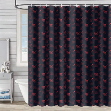 Tenda da doccia con stampa di foglie di ginkgo - Nero e rosso - 230cm x 180cm - image 0