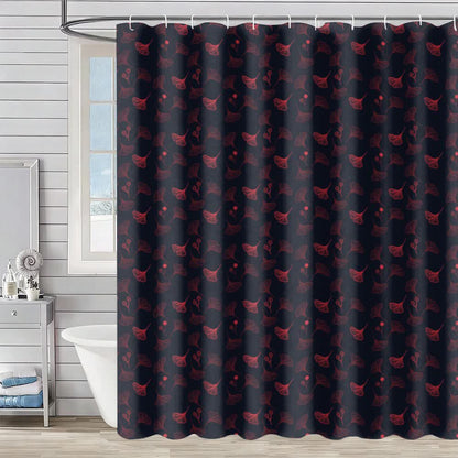Tenda da doccia con stampa di foglie di ginkgo - Nero e rosso - 230cm x 180cm - image 0
